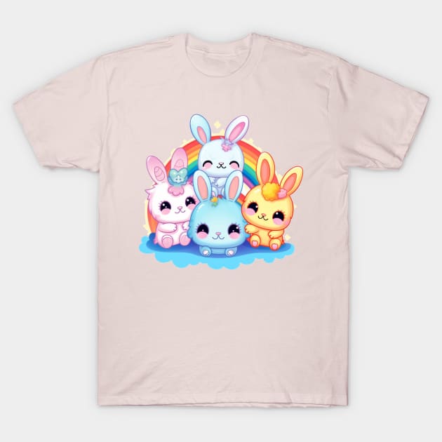 Kawaii Bunnies Rainbow Pride Squadron T-Shirt by Yamabushi's Kawaii Store